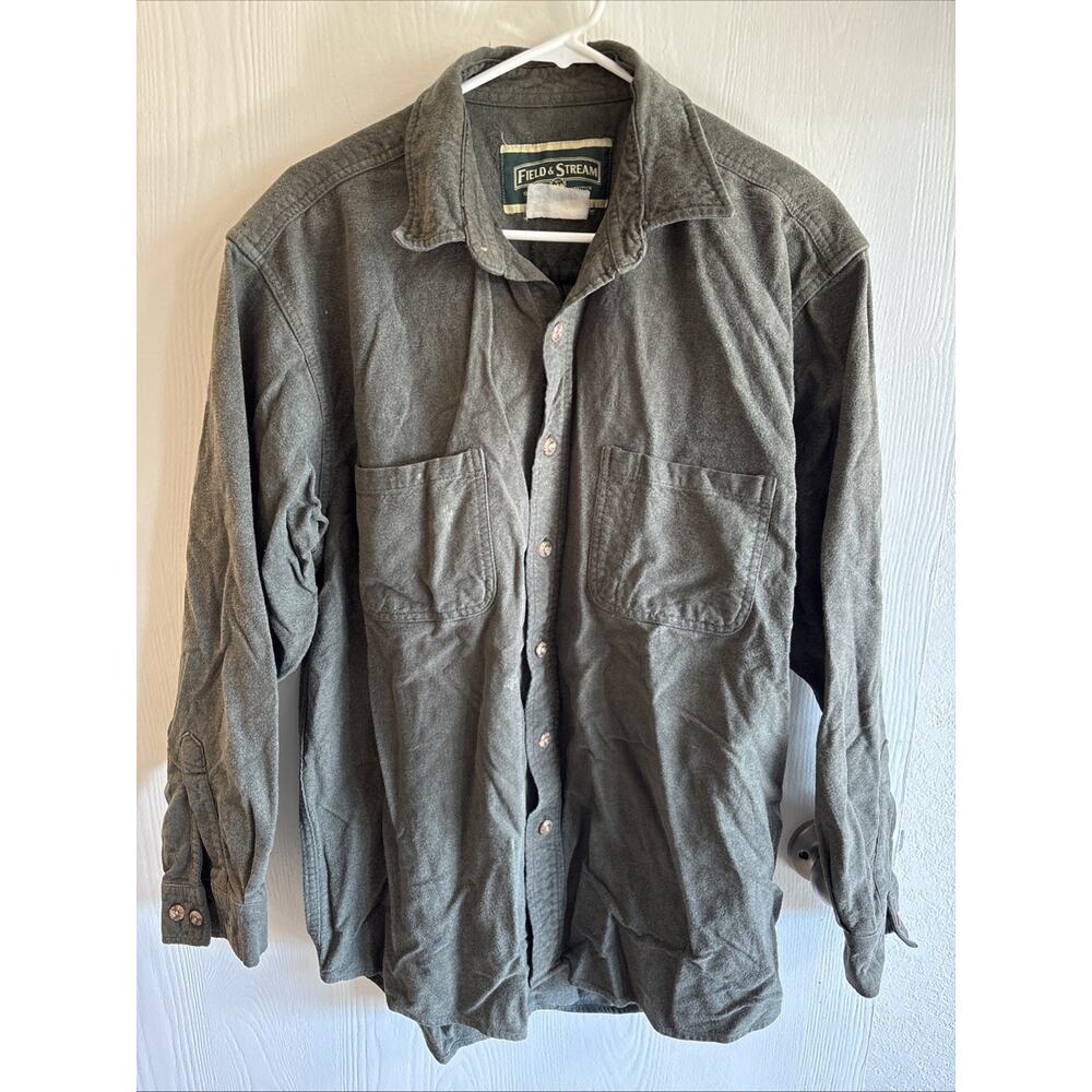 Field & Stream - Olive Green Long Sleeve Button Down Shirt - Size Large
